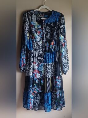 LAUREN RL Patchwork - Long Sleeves Dress In Sz6
